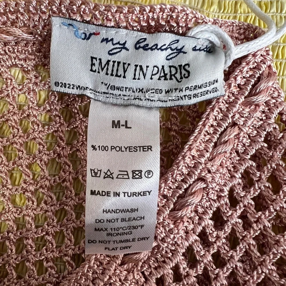 For My Beachy‎ Side x Emily in Paris Crochet Tube Top Pink Sheer M/L New - Picture 4 of 5